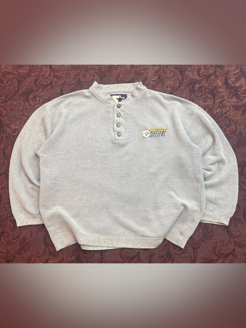 Vintage STARTER Pittsburgh Steelers Henley Sweatshirt NFL